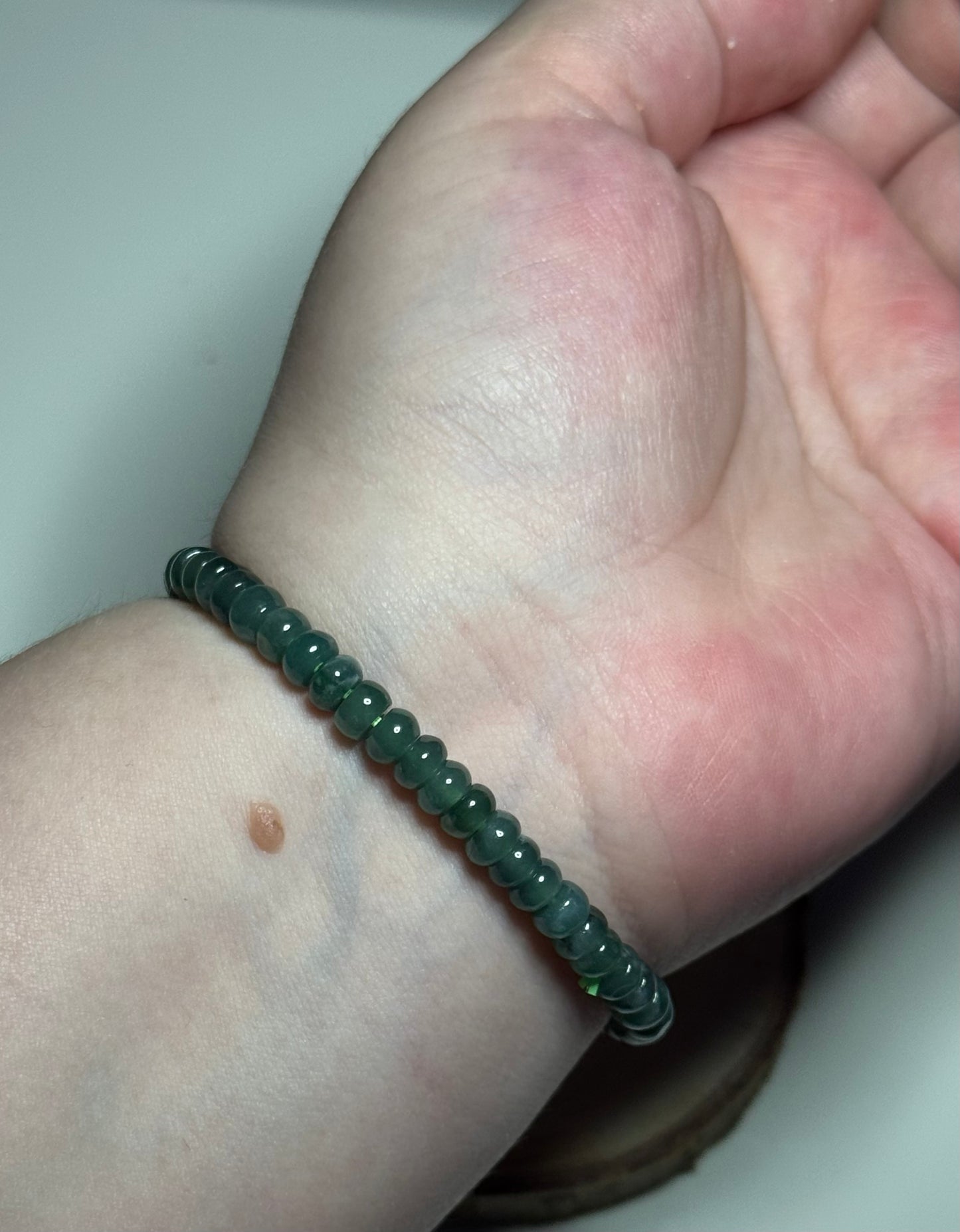 Bracelet en perles rondelles de jade vert