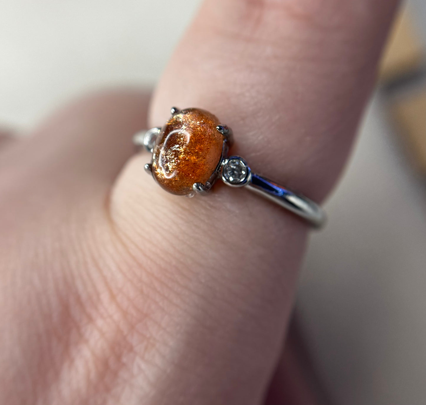 Bague pierre de soleil AAA - argent