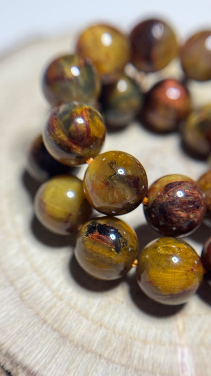 Bracelet en pietersite rouge doré