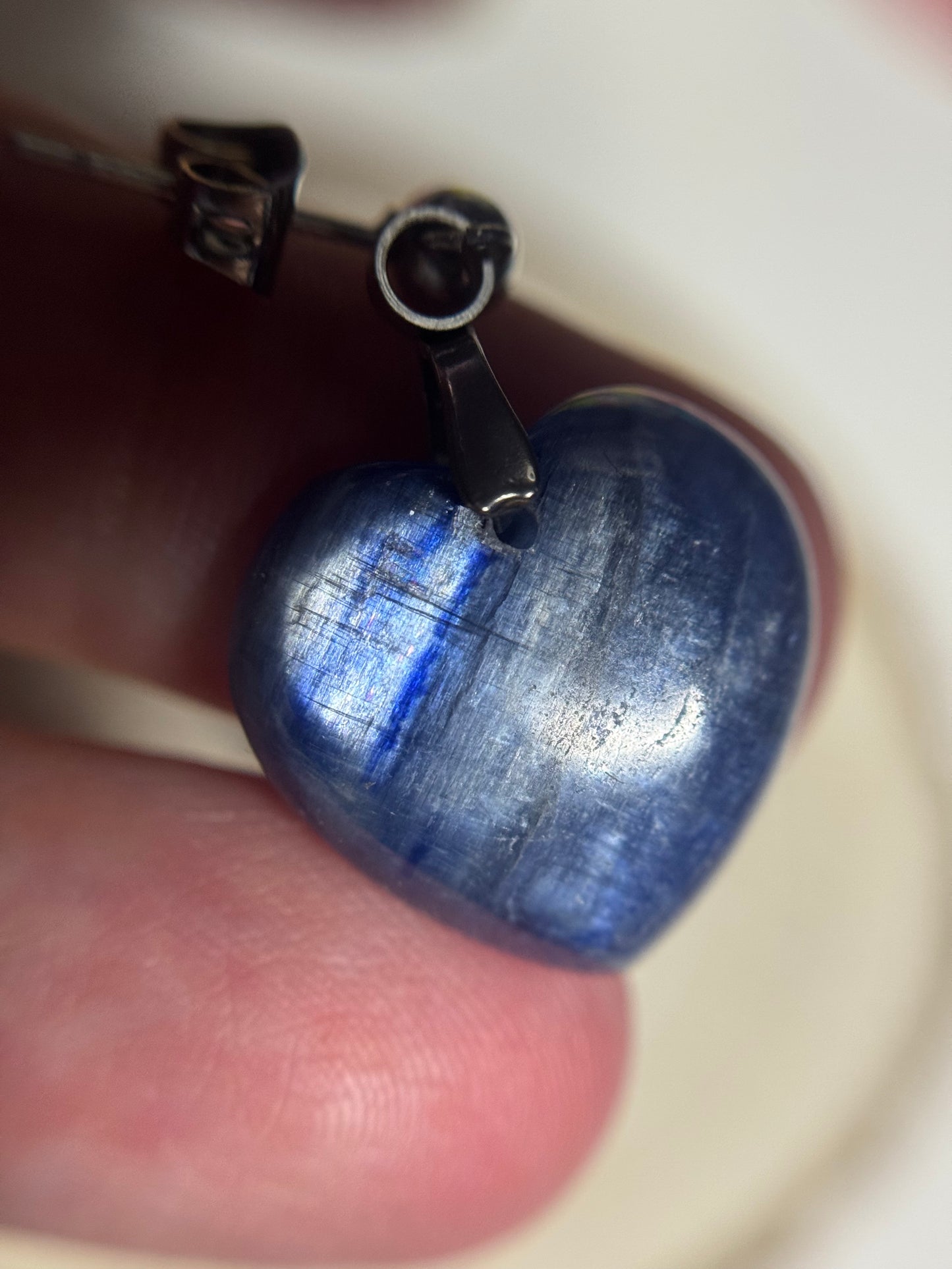 Boucles d’oreilles en cyanite bleue et acier inoxydable