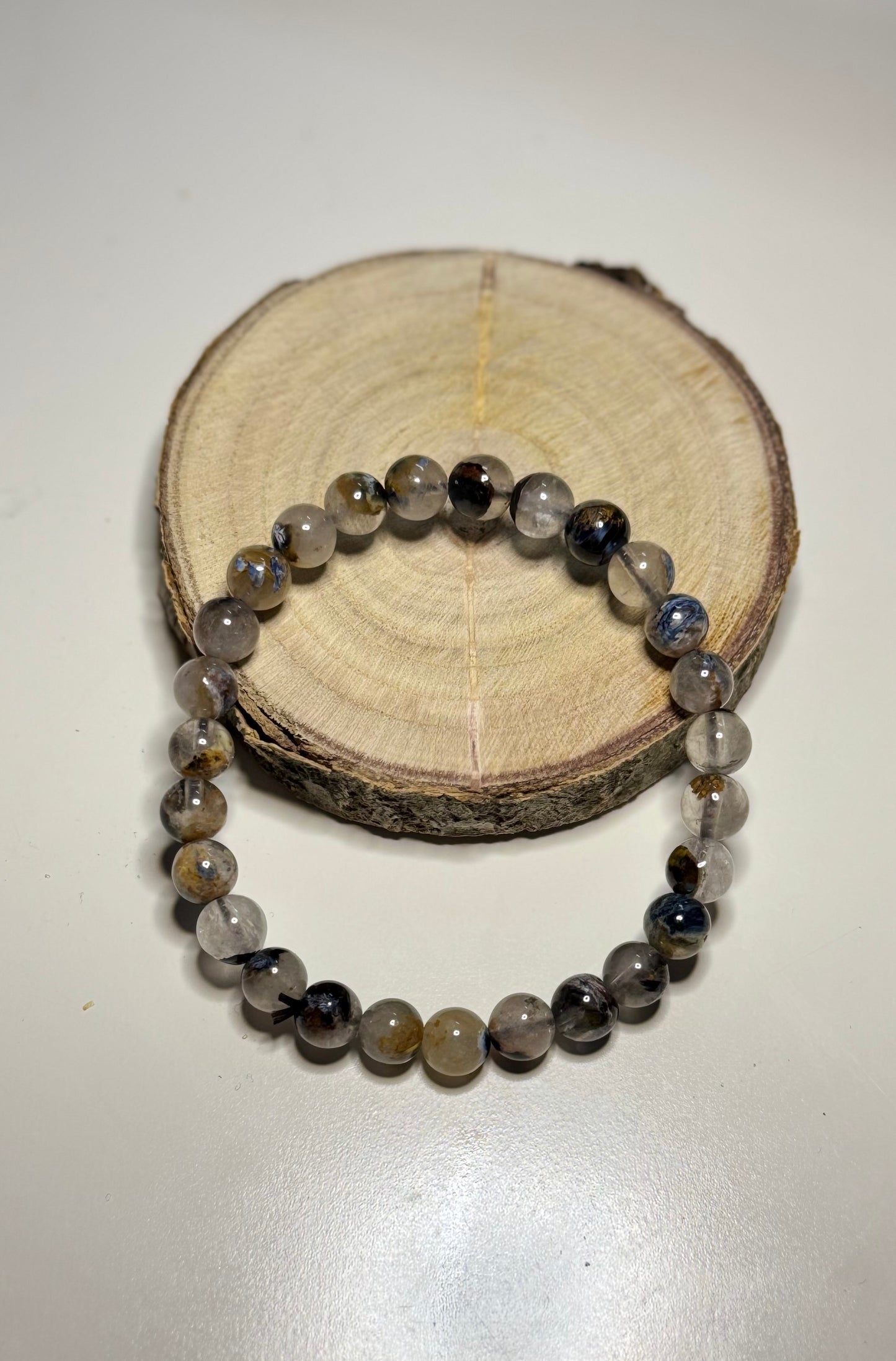 Bracelet en pietersite bleue sur quartz - 7mm