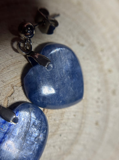 Boucles d’oreilles en cyanite bleue et acier inoxydable