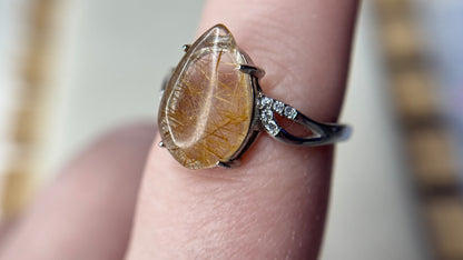 Bague en quartz rutile doré