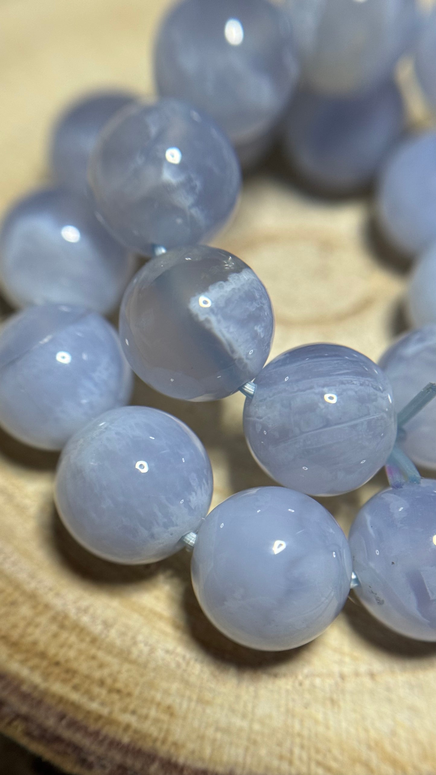 Bracelet en blue lace agate ~ 9 mm