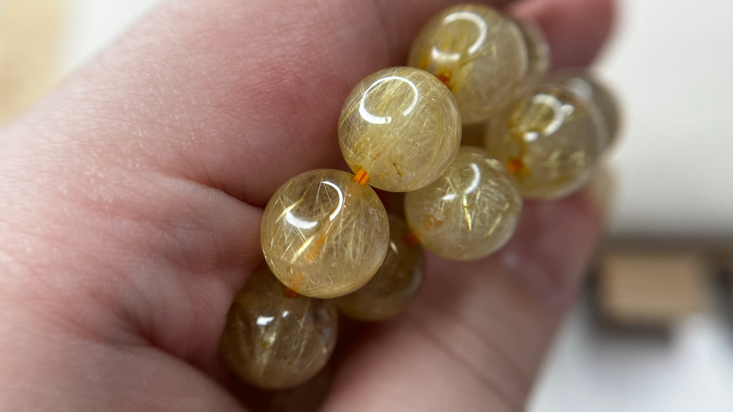 Bracelet quartz rutile doré