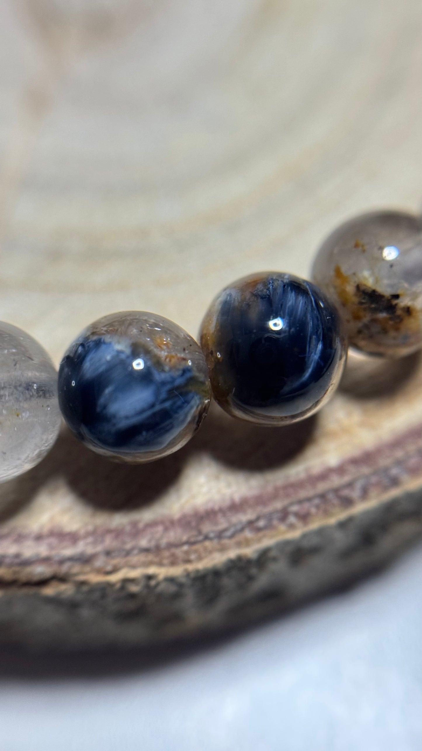 Bracelet en pietersite bleue sur quartz - 7mm