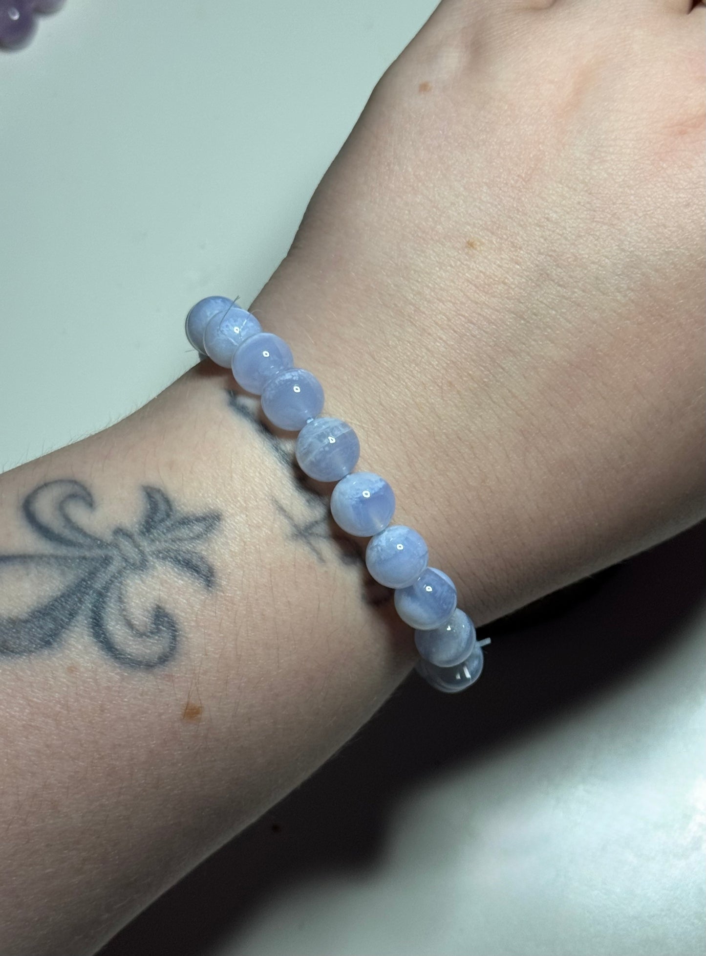 Bracelet en blue lace agate ~ 9 mm