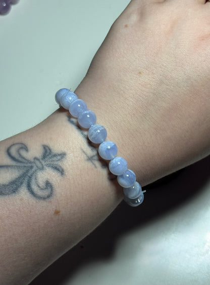 Bracelet en blue lace agate ~ 9 mm