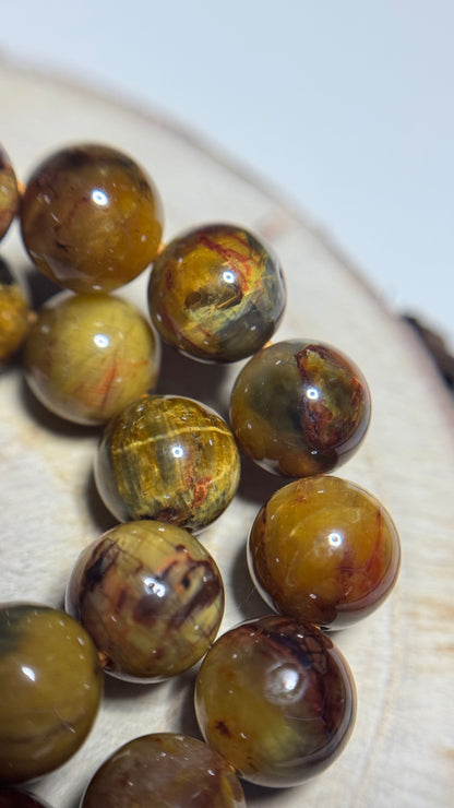 Bracelet en pietersite rouge doré