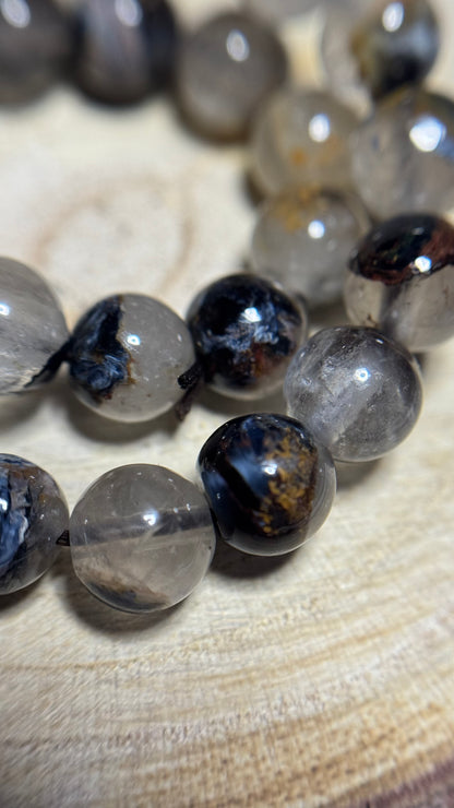 Bracelet en pietersite bleue sur quartz - 7mm