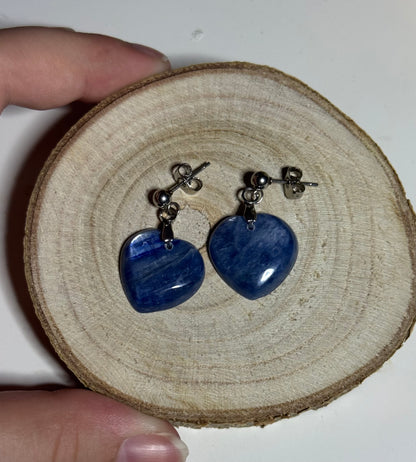 Boucles d’oreilles en cyanite bleue et acier inoxydable