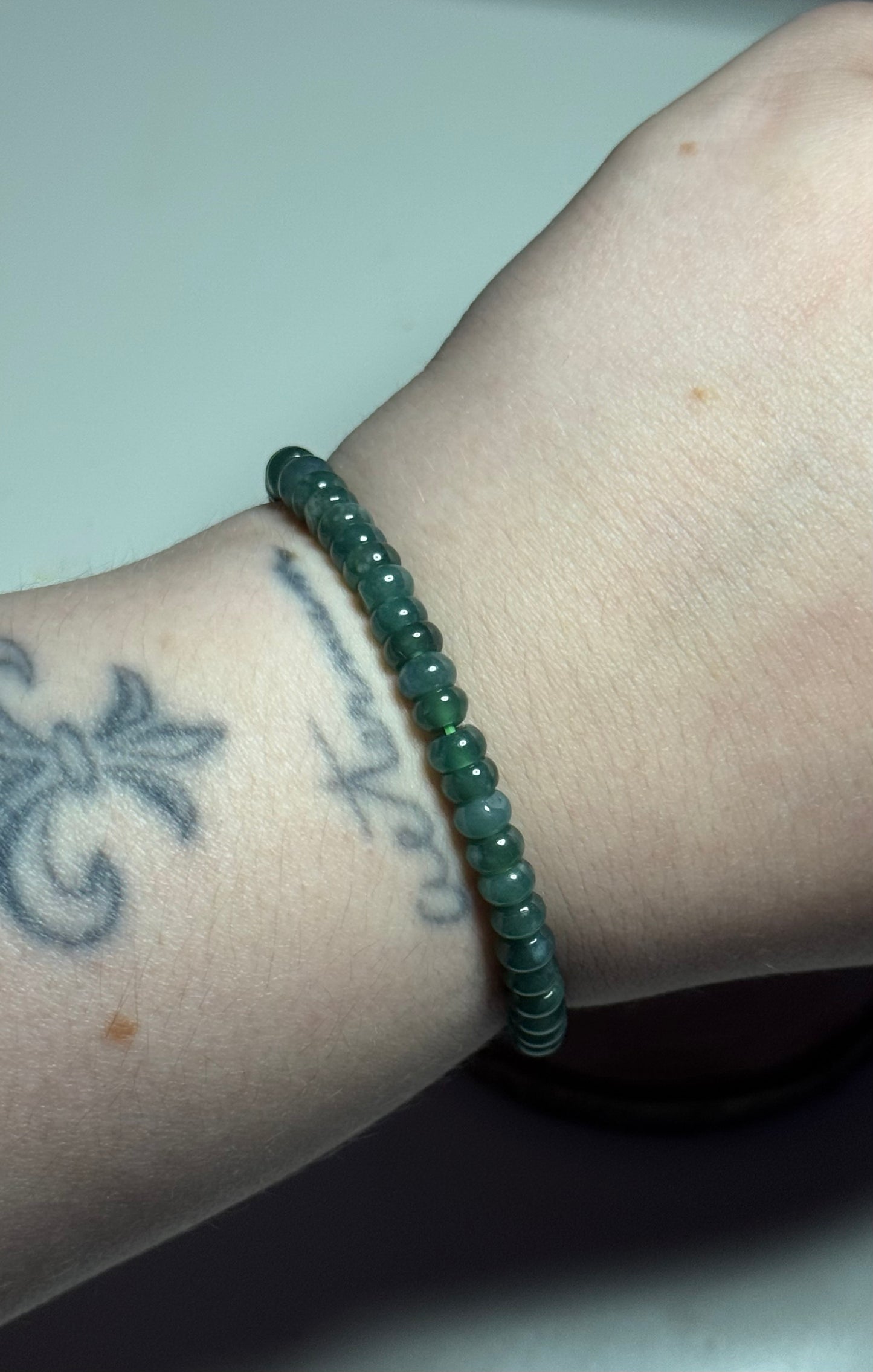Bracelet en perles rondelles de jade vert