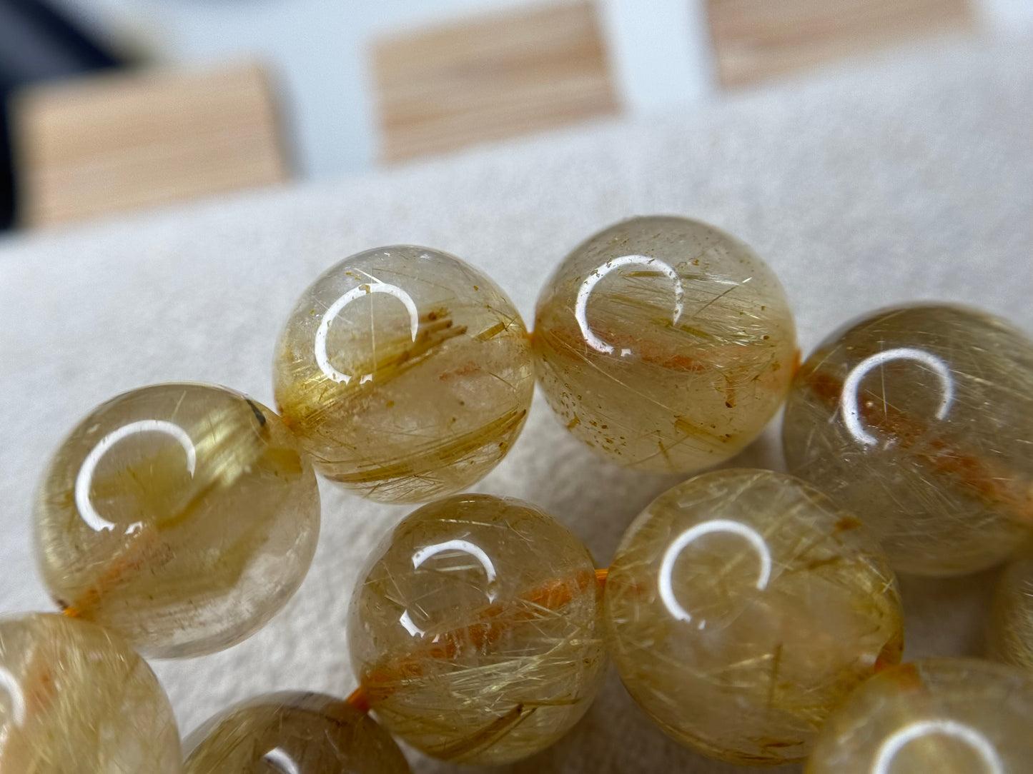 Bracelet quartz rutile doré