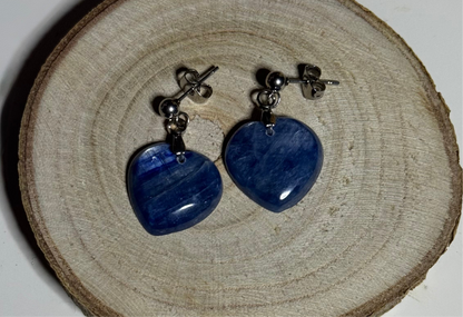 Boucles d’oreilles en cyanite bleue et acier inoxydable