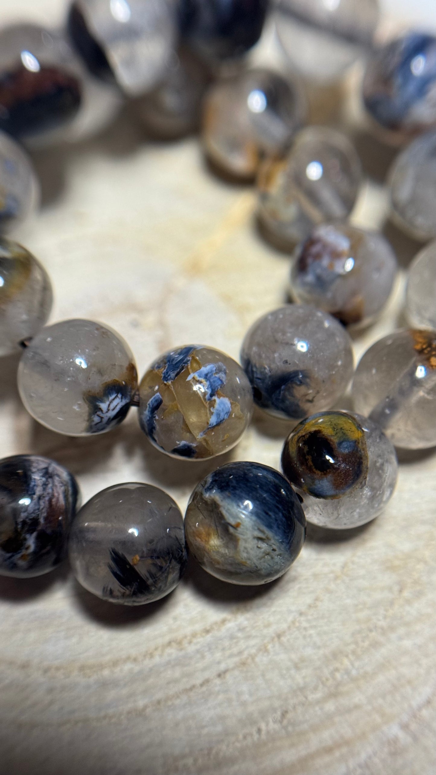 Bracelet en pietersite bleue sur quartz - 7mm