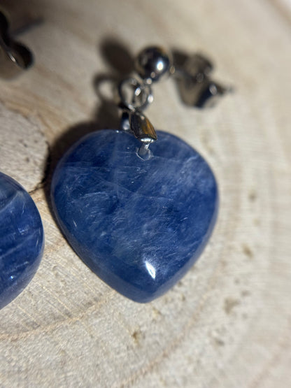 Boucles d’oreilles en cyanite bleue et acier inoxydable