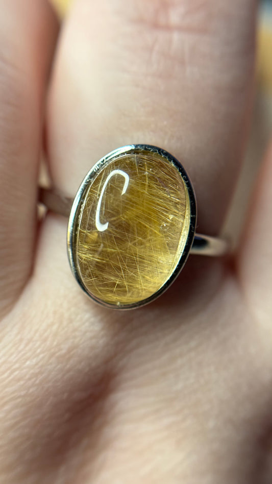 Bague rutile doré