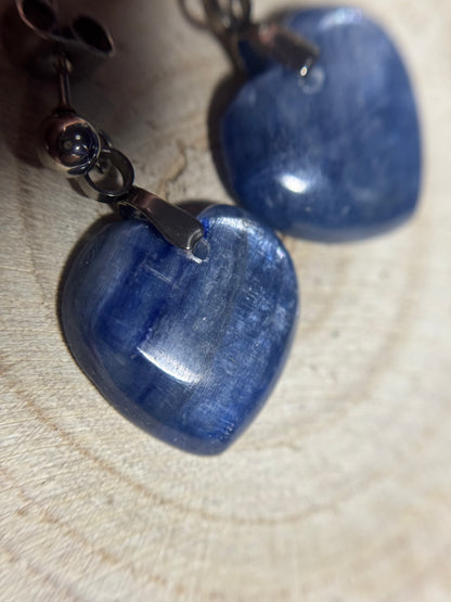 Boucles d’oreilles en cyanite bleue et acier inoxydable