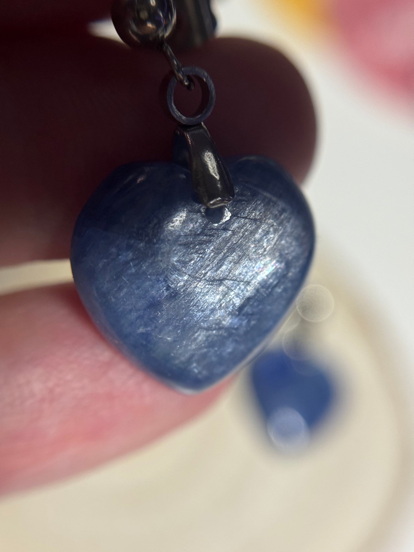 Boucles d’oreilles en cyanite bleue et acier inoxydable