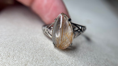 Bague en quartz rutile doré