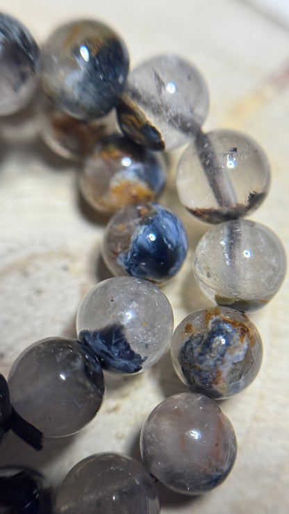 Bracelet en pietersite bleue sur quartz - 7mm