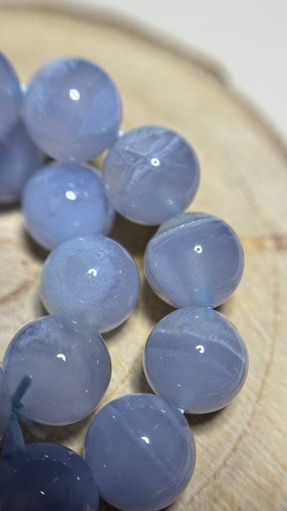 Bracelet en blue lace agate ~ 9 mm