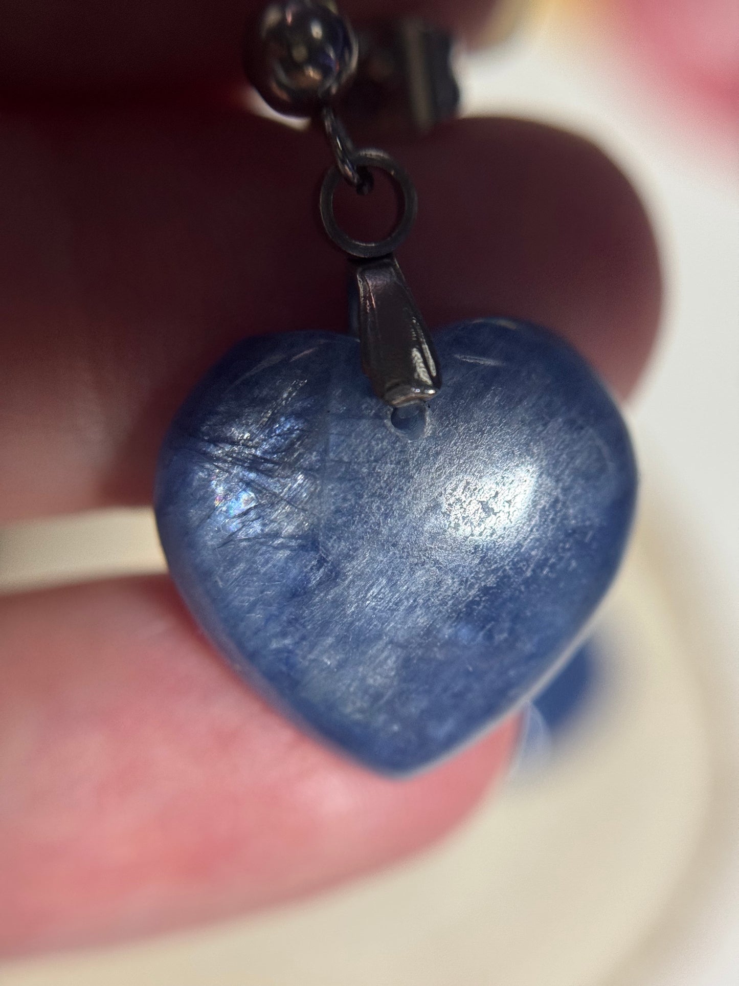 Boucles d’oreilles en cyanite bleue et acier inoxydable