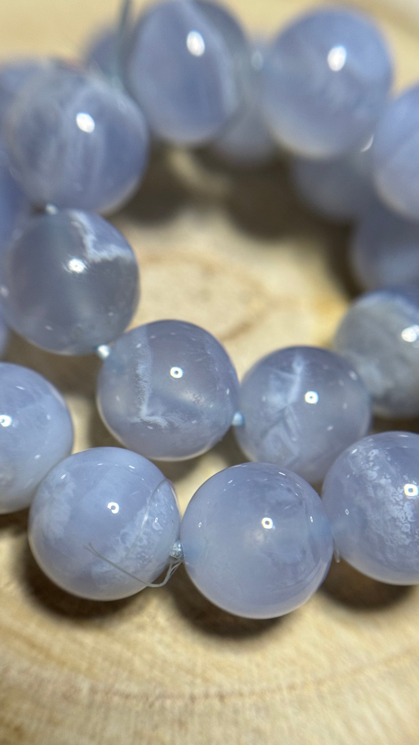 Bracelet en blue lace agate ~ 9 mm