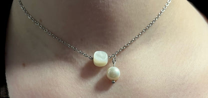 PACK NACRÉ - Collier, bracelet et boucles d’oreille perle d’eau douce et perle de coquillage