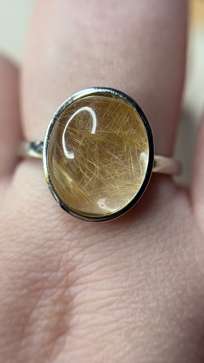 Bague rutile doré