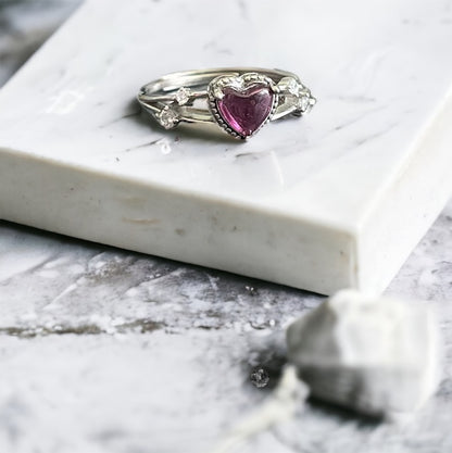 Bague en quartz rose lavande et argent 925