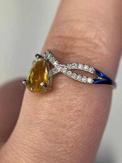 Bague en citrine naturelle et argent 925