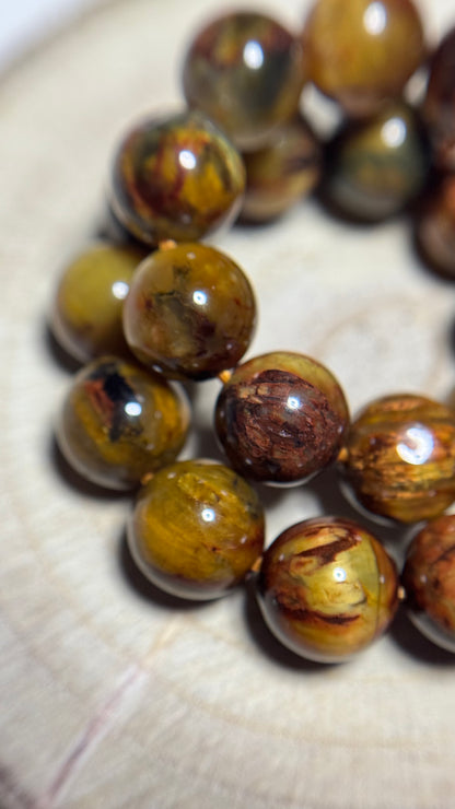 Bracelet en pietersite rouge doré