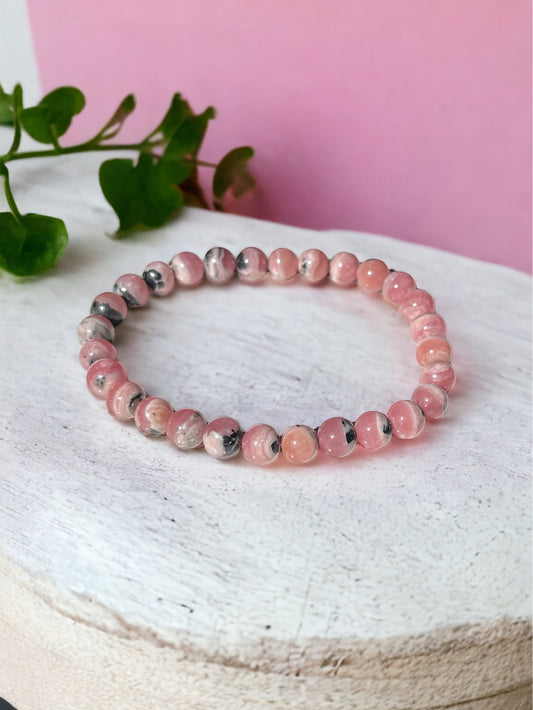 RARE - Bracelet en rhodochrosite naturelle + certificat d’authenticité