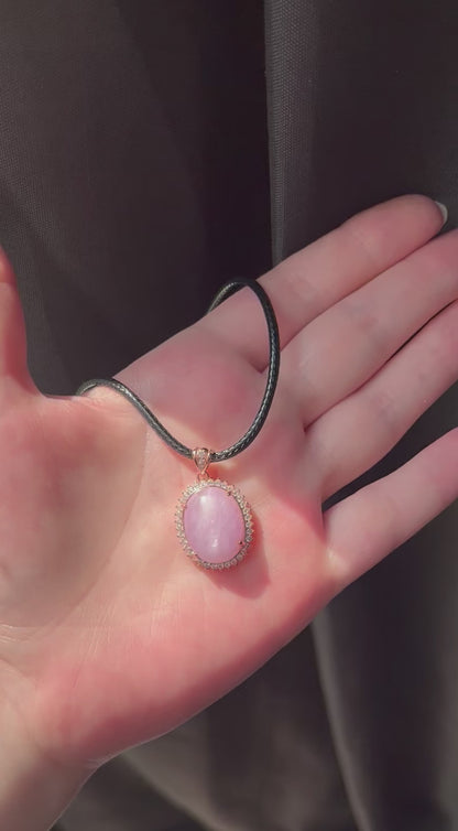 Pendentif en Kunzite monture rose gold (argent 925)